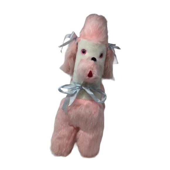 Vintage 1950s 1960s Knickerbocker Pink Poodle Dog Hard Stuffed Animal Toy 17" - Picture 8 of 8